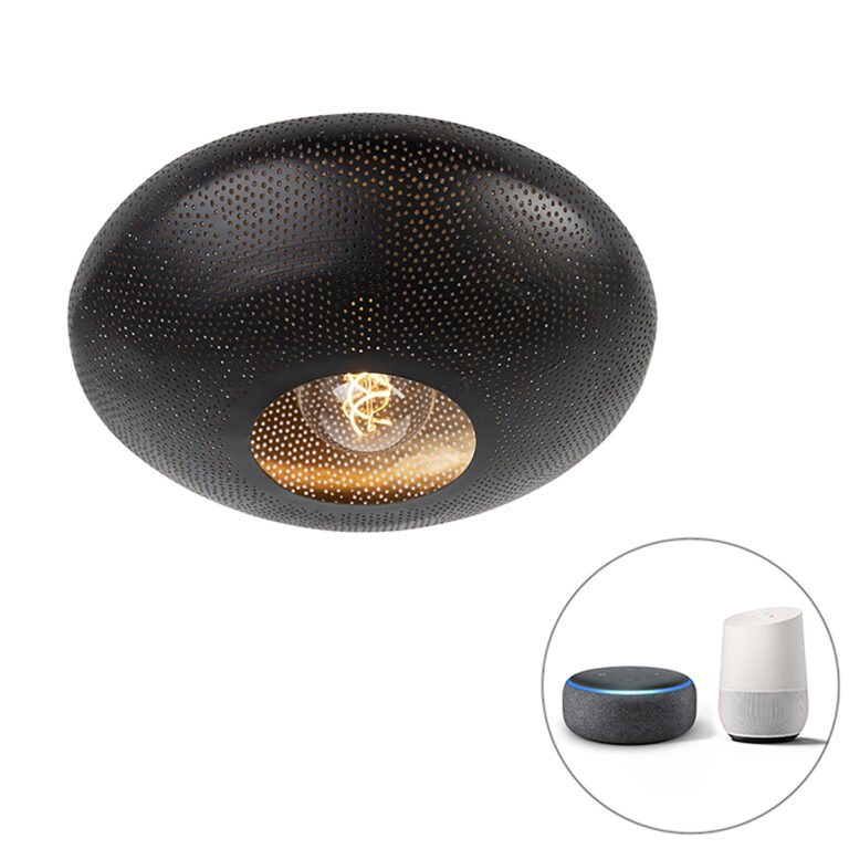 Chytré stropní svítidlo černé se zlatou 40 cm vč.Wifi G95 - Radiance