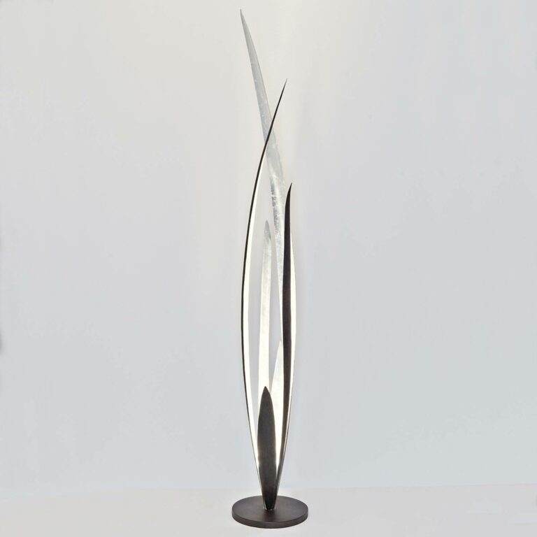 Palustre - černo-hnědo-stříbrná stojací lampa