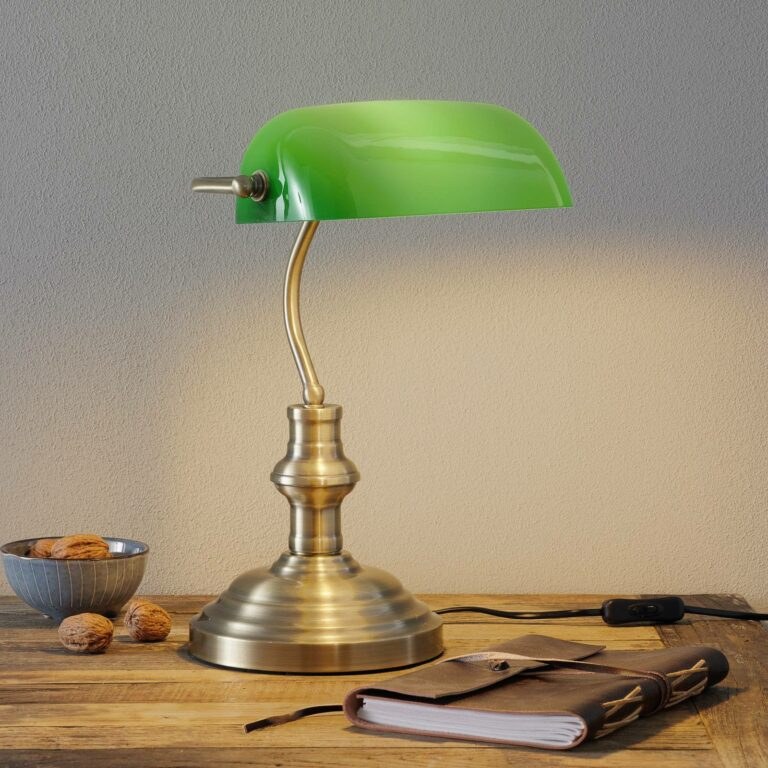 Stolní lampa Bankers výška 42 cm zelená