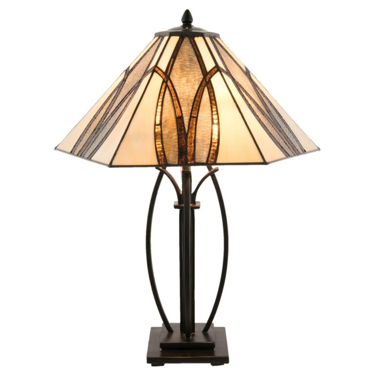Stolní lampa 5913 s hnědým skleněným stínidlem
