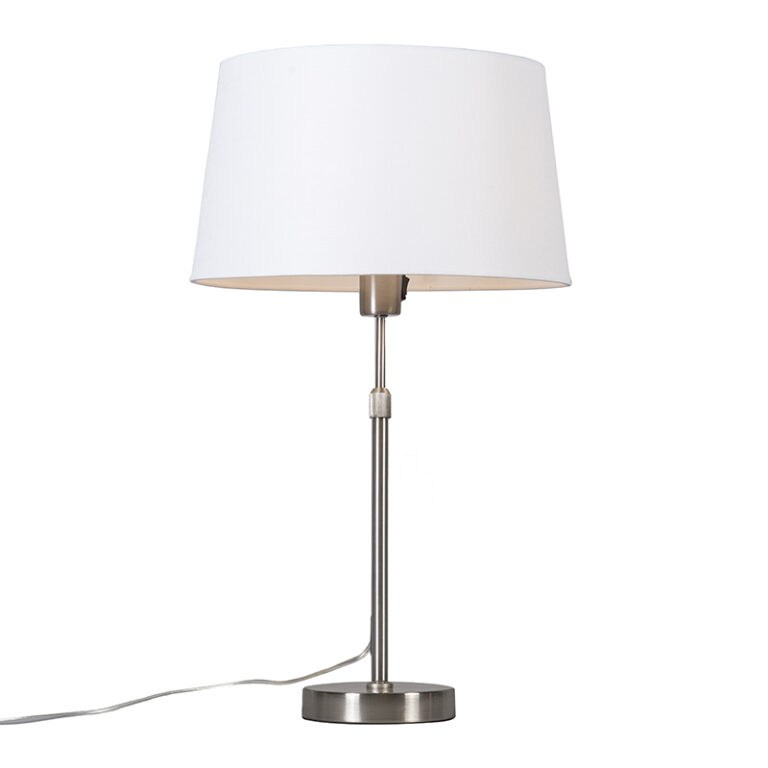 Stolní lampa ocelová s odstínem bílá 35 cm nastavitelná - Parte