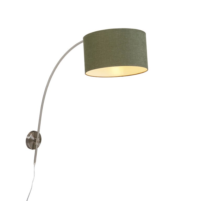 Nástěnná oblouková lampa z oceli s odstínem zelené 35/35/20 nastavitelná