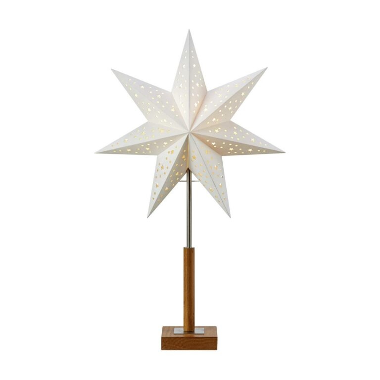Hvězda Solvalla s dřevěnou základnou 55 cm bílá