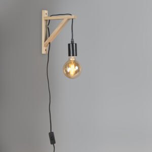 Nástěnné svítidlo dřevěné s černou - Hangman