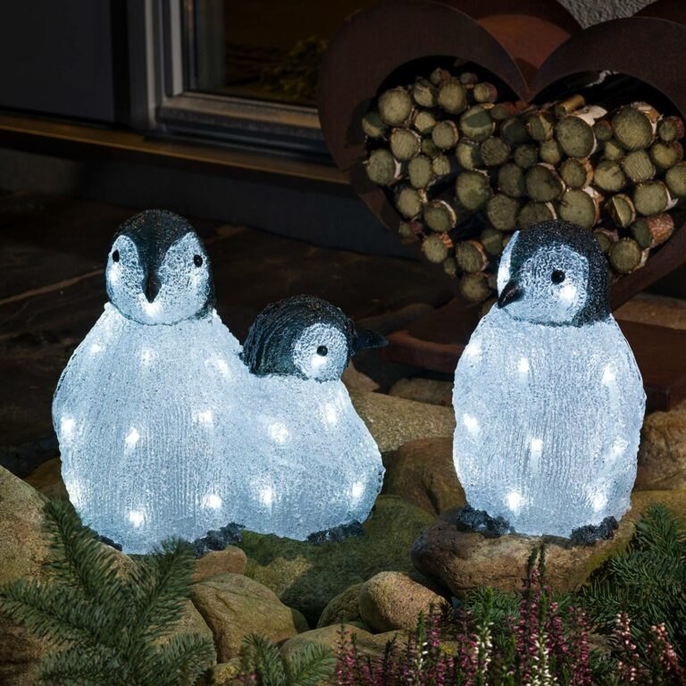 LED akrylová rodinka tučňáků 3ks