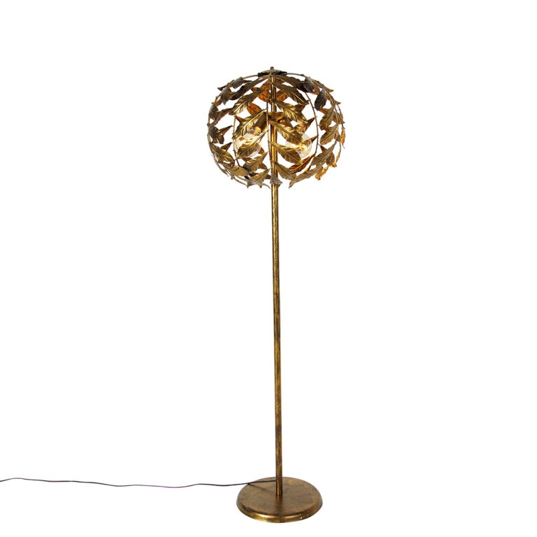 Vintage stojací lampa starožitná zlatá 45 cm 4-světelná - Linden