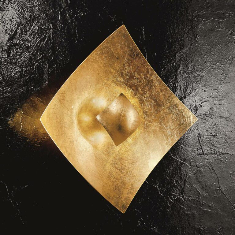 Nástěnné světlo Quadrangolo lístkové zlato 50x50cm