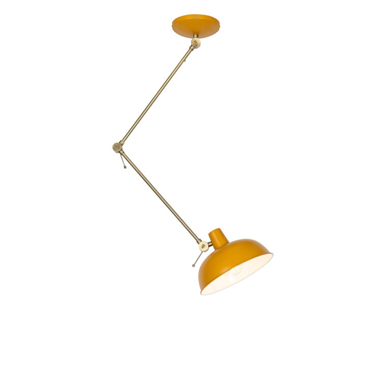 Retro stropní svítidlo žluté s bronzem - Milou