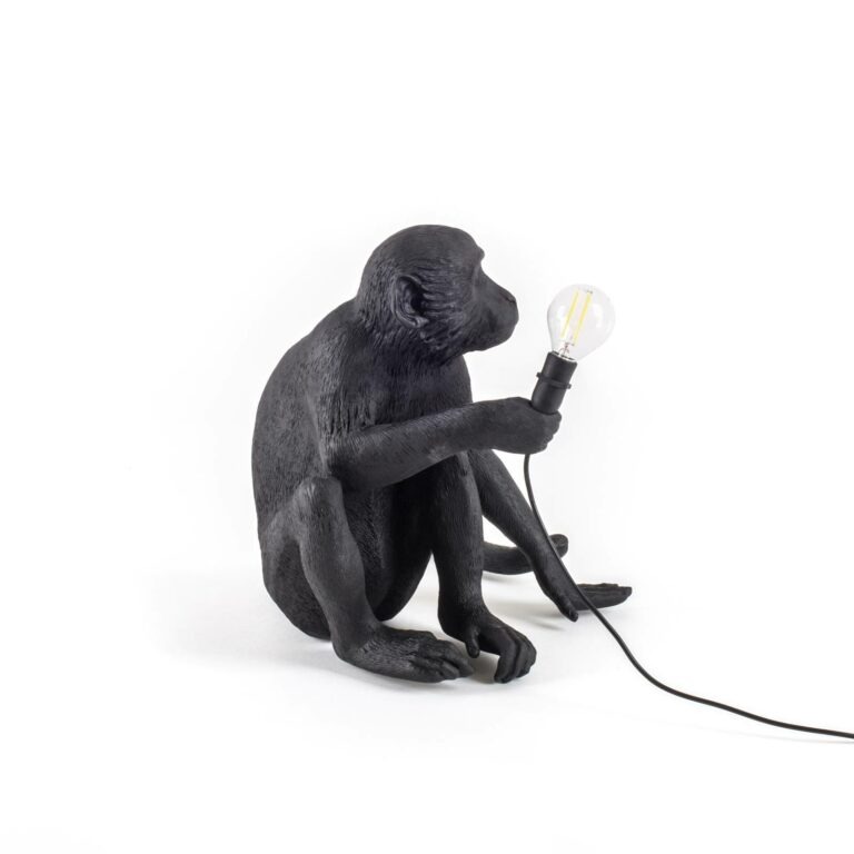 LED deko terasové světlo Monkey Lamp sedící černá