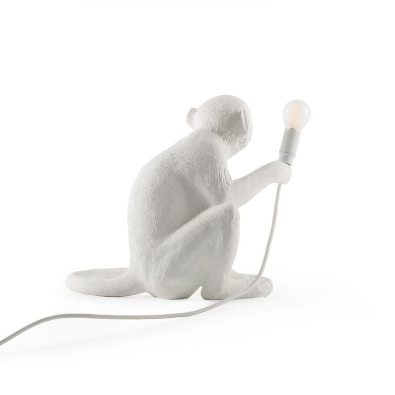 LED deko terasové světlo Monkey Lamp bílá sedící