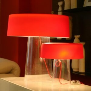 Prandina Glam stolní lampa 48 cm čirá/červená