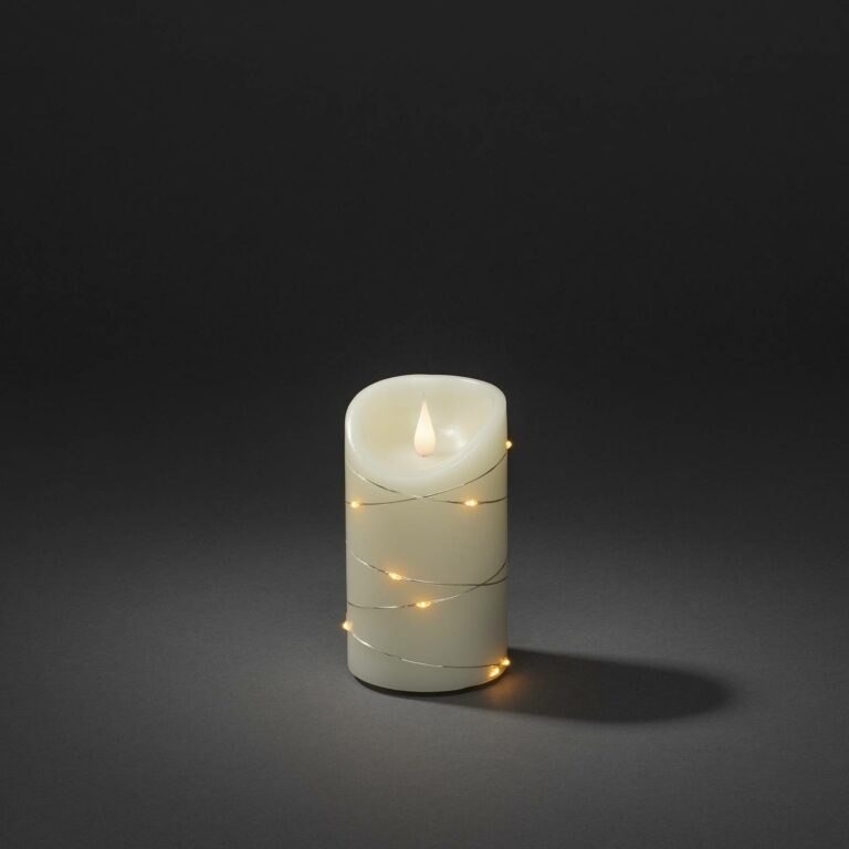 LED svíčka krémová barva světla jantar výška 13cm