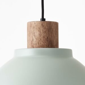 Závěsné světlo Erena s dřevěným detailem zelená