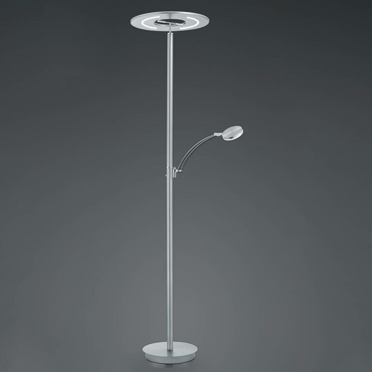 LED stojací lampa Monti z niklu čtecí lampička CCT