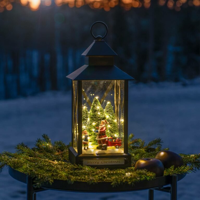 LED dekorační lucerna Santa Claus černá IP44 32cm