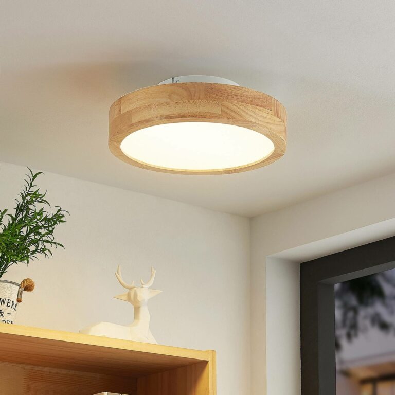 Lindby Lanira LED stropní světlo dubové dřevo 30cm