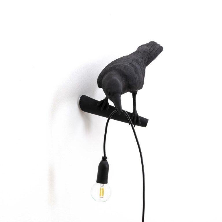 LED deko nástěnné světlo Bird Lamp levé černá