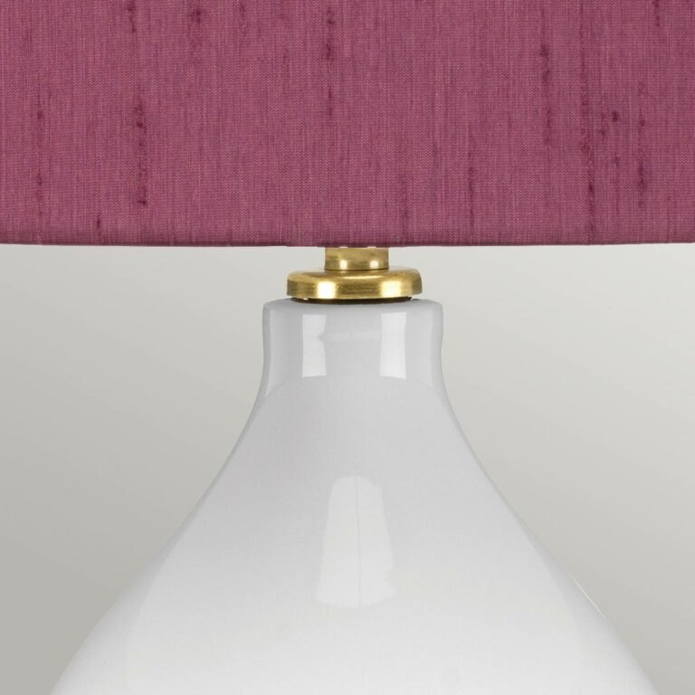 Textilní stolní lampa Isla mosaz/purpurová